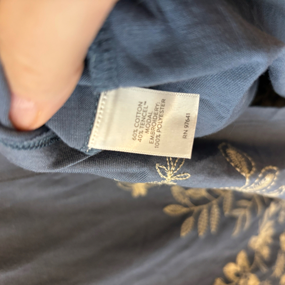 J.Jill Blue Long Sleeve Button-Down Tunic - Size M Tall - Picture 4 of 7